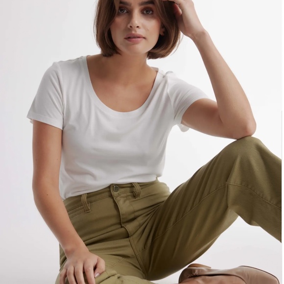 Quince Stretch Cotton Twill Wide-Leg Crop Pant in Olive, Size 29 - Picture 2 of 7
